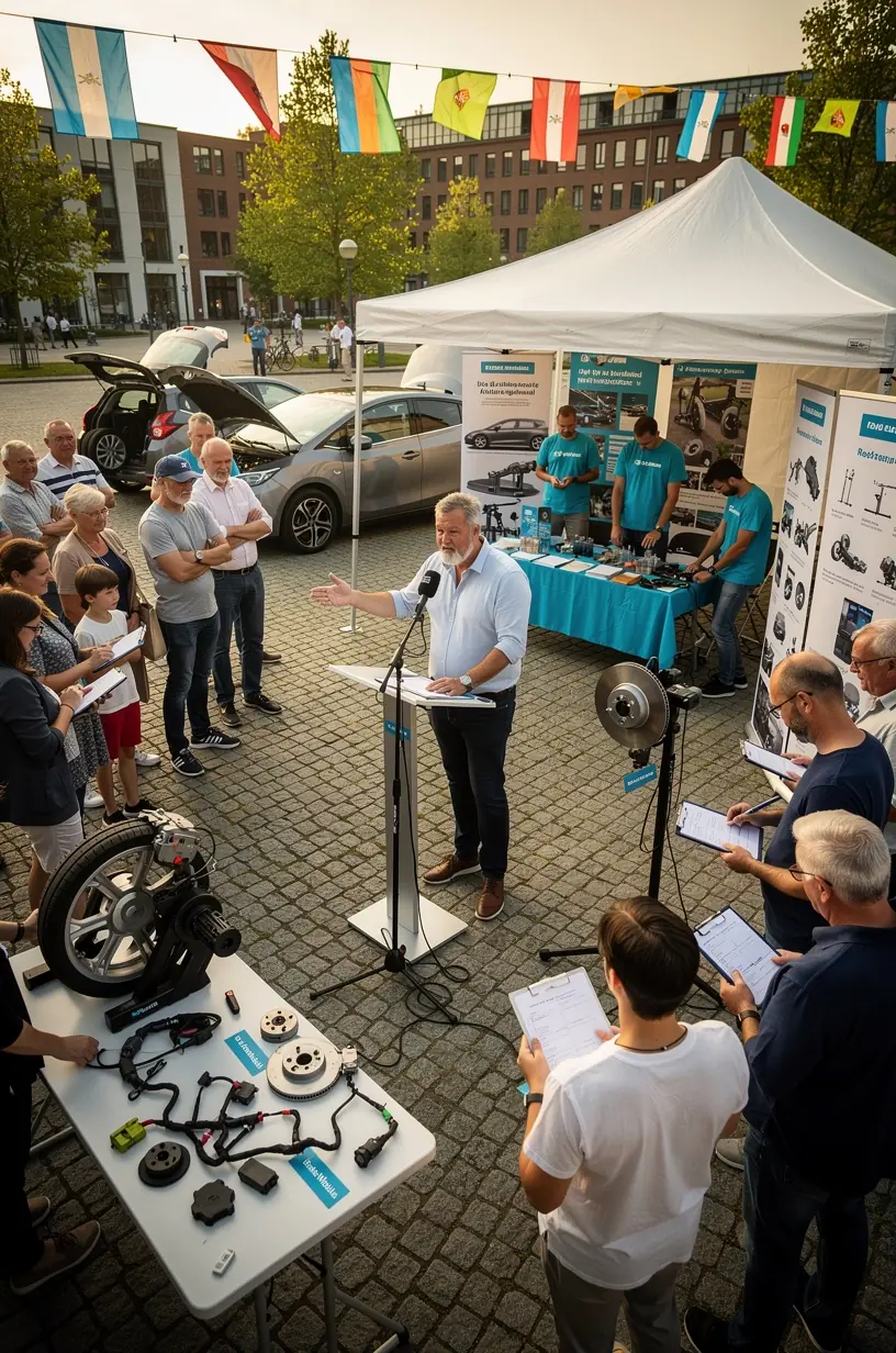 Kfz-Mechaniker tauscht Innenraumfilter eines Elektroautos zur Verbesserung der Luftqualität aus.